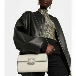 Roger Vivier Flower Strass Tweed Clutch