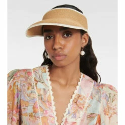 Roger Vivier Buckled Raffia-effect Visor