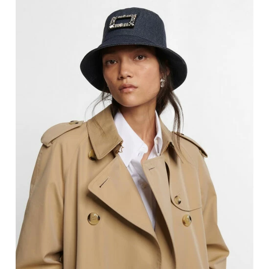 Roger Vivier Embellished Denim Bucket Hat