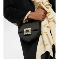 Roger Vivier Love Embellished Satin Shoulder Bag