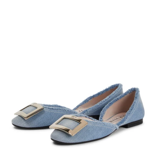 Roger Vivier D'Orsay Denim Ballet Flats - Image 4