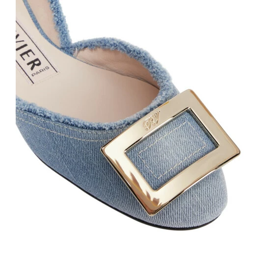 Roger Vivier D'Orsay Denim Ballet Flats - Image 5