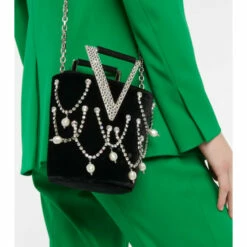 Roger Vivier RV Strass Pendant Velvet Mini Bag