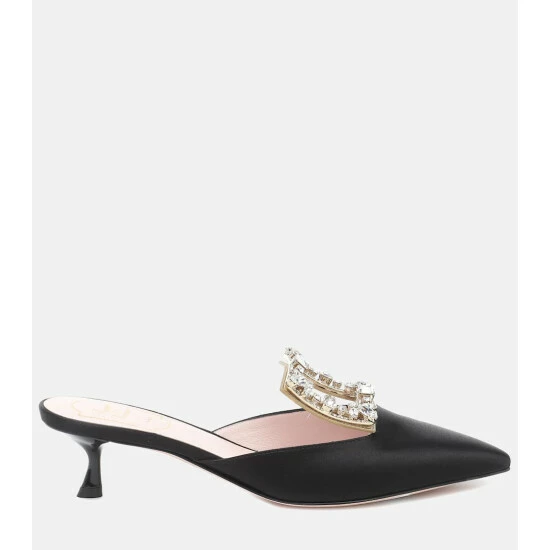 Roger Vivier RV Broche Embellished Satin Mules - Image 4
