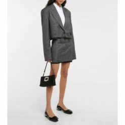 Roger Vivier Strass Heel Patent Leather Ballet Flats