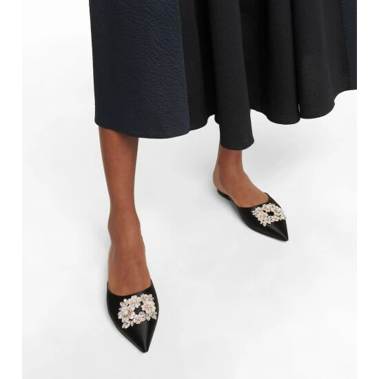 Roger Vivier RV Bouquet Embellished Satin Slippers - Image 3