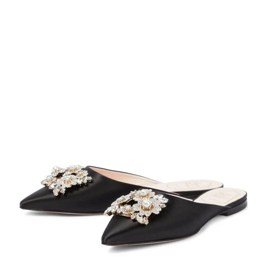 Roger Vivier RV Bouquet Embellished Satin Slippers - Image 4