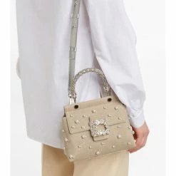 Roger Vivier Viv' Cabas Jewel Mini Canvas Tote