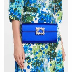 Roger Vivier Flower Strass Satin Clutch