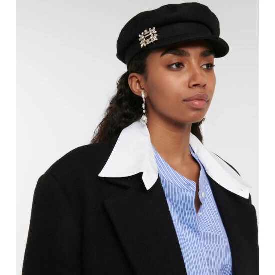 Roger Vivier Sailor Wool Felt Baker Boy Hat