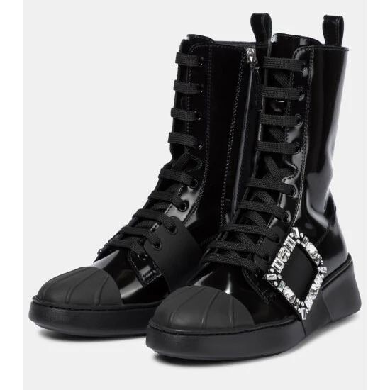 Roger Vivier Viv' Skate Patent Leather Ankle Boots - Image 4