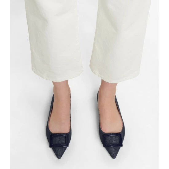 Roger Vivier Gommettine Ball Denim Ballet Flats - Image 3