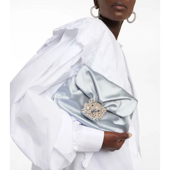 Roger Vivier RV DrapƩ Bouquet Mini Satin Clutch