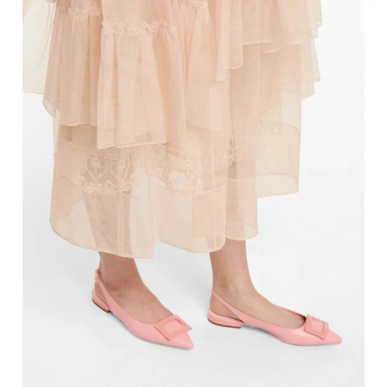 Roger Vivier Gommetine Leather Slingback Flats - Image 3