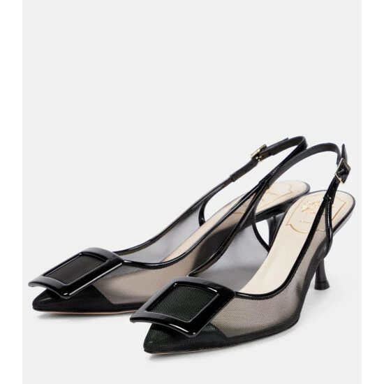 Roger Vivier Viv' In The City Net Slingback Pumps - Image 4