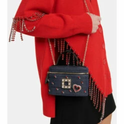 Roger Vivier Love Strass Buckle Embellished Tote